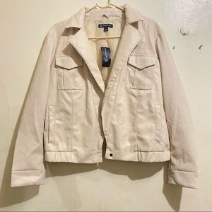 INC International Concepts Beige Leather Jacket